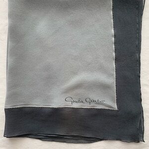 Greta Garbo Ladies Squared Scarf Made in Italy 100% Silk Sheer 20x20 Gray